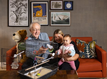 ‘I’ve got more friends than before’ … Alan Hyde shows off his pet budgie, Joey.