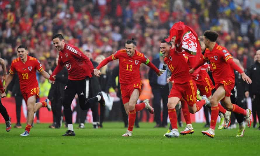 Gareth Bale leads the Wales celebrations after a victory that means so much.