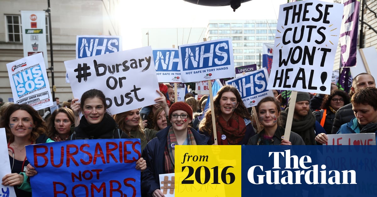 Student nurses and midwives protest over NHS bursary plans Student nurses and midwives protest over NHS bursary plans