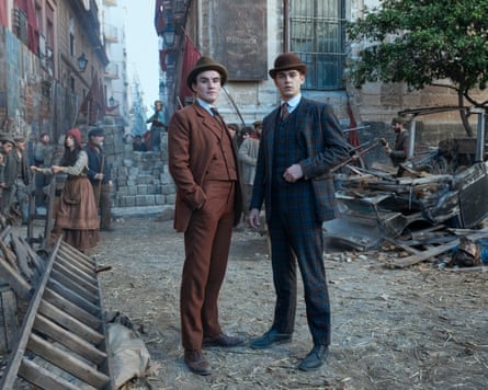 Dónal Finn as Moriarty (left) and Hero Fiennes Tiffin in Young Sherlock.
