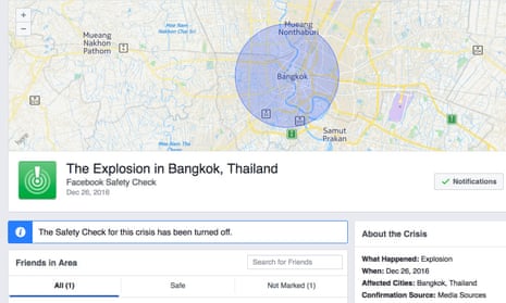 Facebook activated its safety check tool on 26 December, citing ‘media sources’ as confirmation of an ‘explosion’.