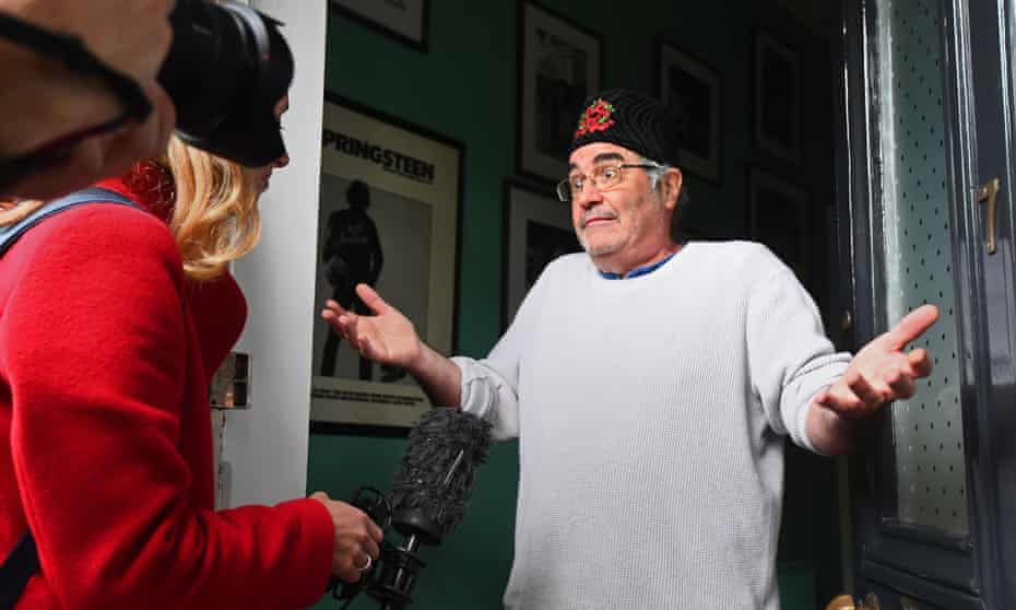 Danny Baker speaking at his London home after he was fired by BBC Radio 5 Live for tweeting a joke about the Duke and Duchess of Sussex’s son using a picture of a monkey.