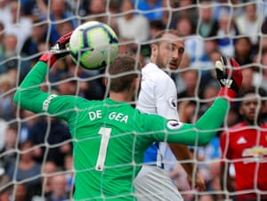Brighton’s Glenn Murray scores their first goal as Brighton beat Manchester United 3-2 at the AMEX.