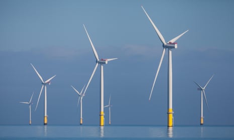 a row of offshore wind turbines