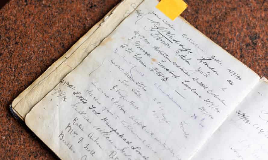 Bram Stoker’s entry in the guest book of the Kilmarnock Arms, Cruden Bay
