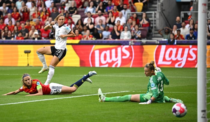 Germany’s Klara Buhl scores their first goal.