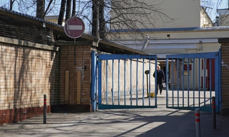 A man walks out of the pre-trial detention centre in Moscow where Evan Gershkovich is being held on espionage charges