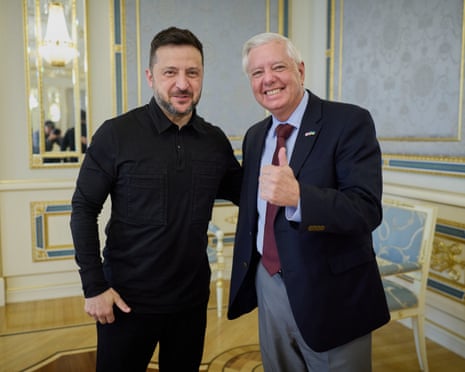 Volodymyr Zelenskyy and Lindsey Graham in Kyiv on Friday.