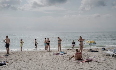 Visitors at Cape Langeron beach close to the city centre of Odesa.