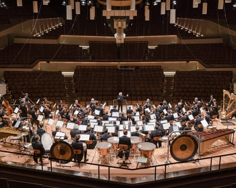 The Berlin Philharmonic with conductor Sir Simon Rattle perform without an audience at the Berlin Philharmonie, March, 2020.