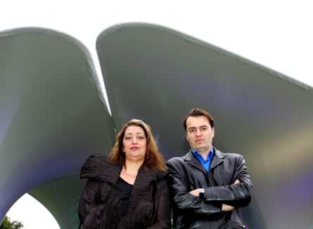 Patrik Schumacher with Zaha Hadid in front of their installation entitled Lila’ at the Serpentine Gallery, London in 2007.