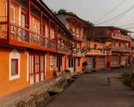 The orange-painted buildings of Dhankuta