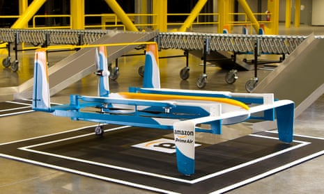 Amazon’s prototype delivery drone could travel up to 15 miles at high speed.