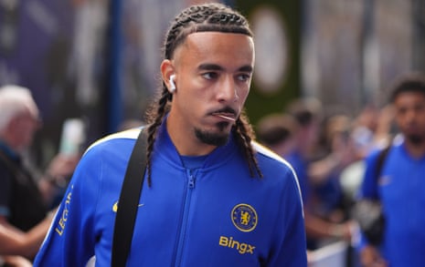 Chelsea defender Malo Gusto arrives at Stamford Bridge