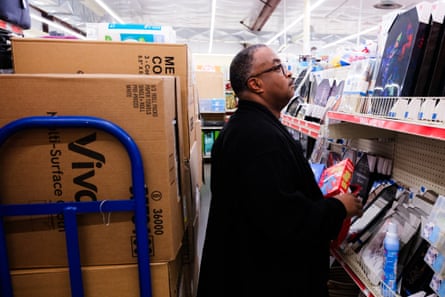 a person looking at a shelf