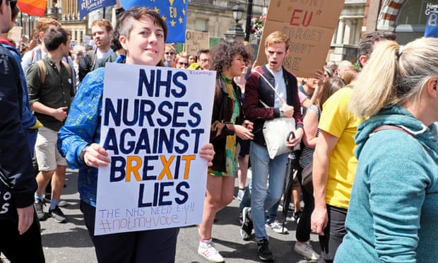 A nurse on a demo in London in July 2016