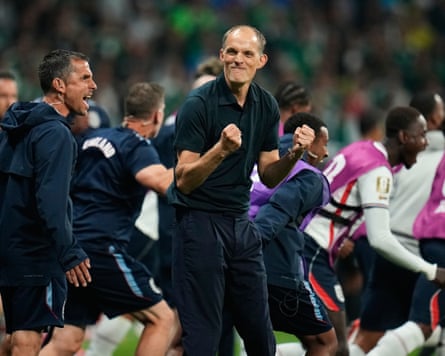 Thomas Tuchel celebrates at the Azteca