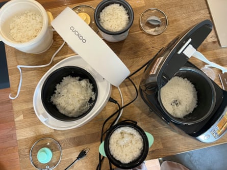 rice cookers on a wooden tabletop