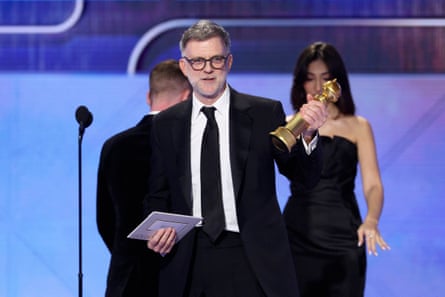 Paul Thomas Anderson accepts the Best Screenplay - Motion Picture award for One Battle After Another.