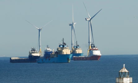 Wind turbines off the coast of Aberdeen.