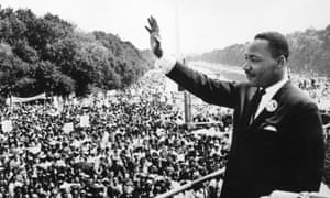 Black American civil rights leader Martin Luther King addresses crowds during the march on Washington at the Lincoln Memorial, Washington DC, where he gave his ‘I Have A Dream’ speech.