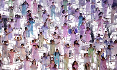 Children representing Great Ormond Street Hospital, the NHS and children’s literature in Danny Boyle’s London 2012 Olympics opening ceremony, July 2012.