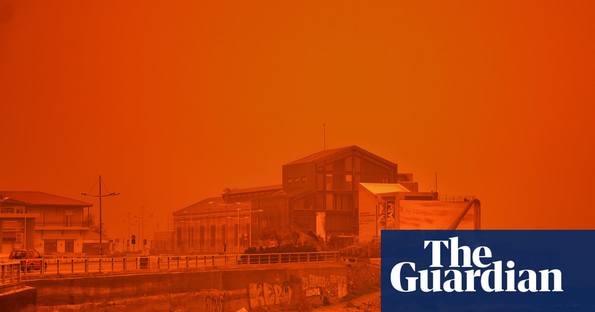 Orange skies over Crete as Storm Erminio sweeps Saharan sand across Greek island – in pictures