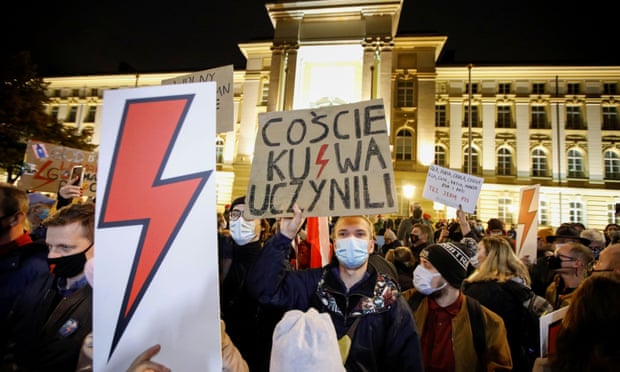 Protest against Poland’s ruling on abortion, in Warsaw