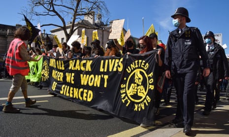 Kill the Bill and BLM protesters in London, 17 April.