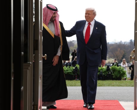 Donald Trump welcomes Crown Prince Mohammed bin Salman of Saudi Arabia to the White House in 2025.