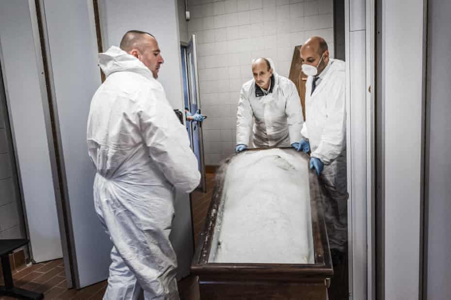 Filippo Polistena, founder of the Polistena Human Cryopreservation, and his collaborators prepare the body of a cryopatient to be sent to Russia in a cemetery in Bologna, Italy, November 2017. Kriorus is making numerous deals outside of Russia to promote the practice of hybernation and carries out directly the training of collaborators.