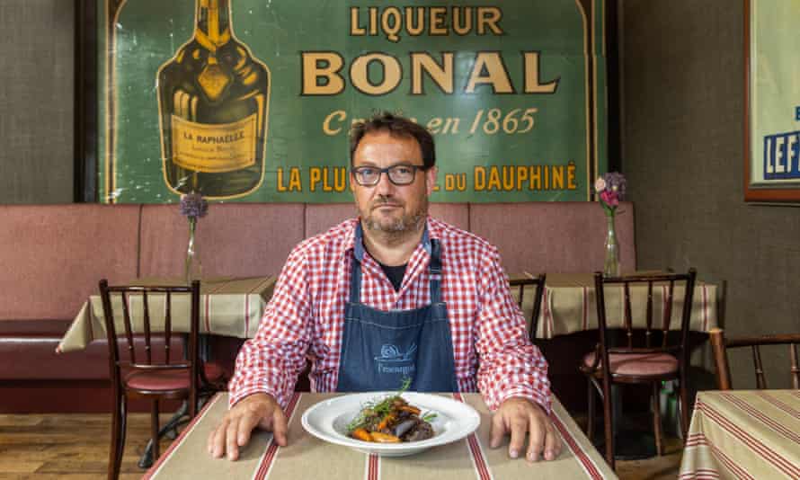 Frederic Berkmiller, chef/owner of L’Escargot Bleu French restaurant in Edinburgh, with his bourguignon of beef cheeks with garniture grand-mere