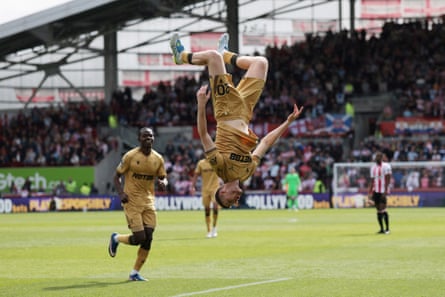 Adam Wharton somersaults