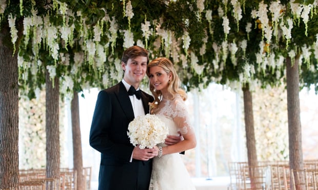 Ivanka Trump and Jared Kushner attend their wedding at Trump National Golf Club on October 25, 2009 in Bedminster, New Jersey
