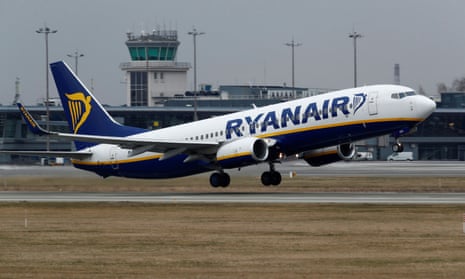 A Ryanair jet takes off