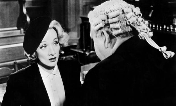 Marlene Dietrich and Charles Laughton in Witness for the Prosecution.