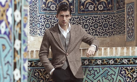 Iranian male model Dana Mashalahpoor in Grand Mosque in Yazd, Iran.