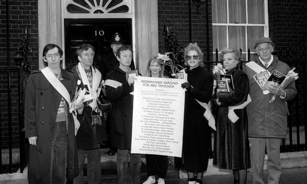Raymond Briggs, second from left, among the authors and publishers providing the recommended reading list for Margaret Thatcher until No. 10 in 1985 to support the book campaign for nuclear disarmament.