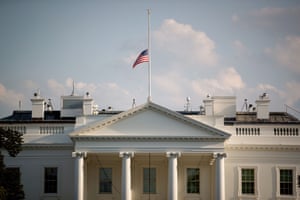 Washington DC: A US flag flies at half mast above the White House