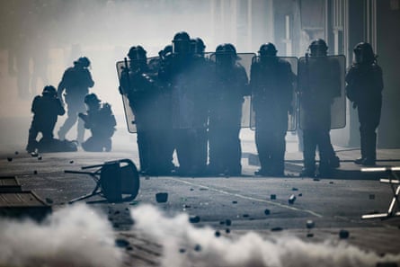 Riot police in Nantes.