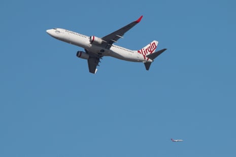 A Virgin Australia plane in the air