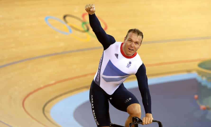 Chris Hoy celebrates winning Gold successful the Mens Team Sprint Final connected the archetypal time of the way cycling astatine the Velodrome successful the Olympic Park, London.