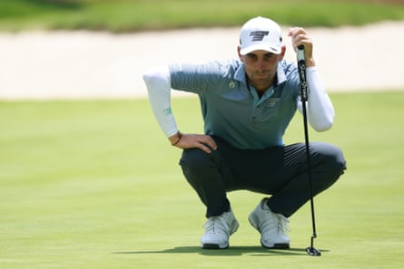 Joaquin Niemann plans a putt during LIV Golf Mexico City