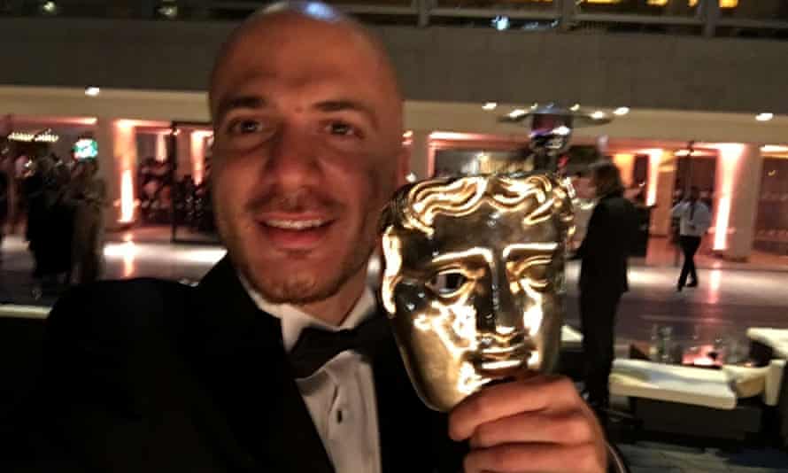 Akkad with his Bafta for Best Factual Series or Strand, for Exodus.