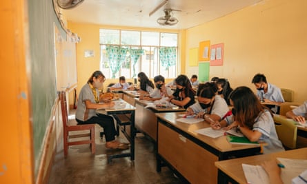 Classrooms have been divided in two to make room for 80 students due to the lack of space at Batasan Nation High school