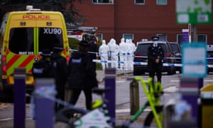 Police and forensic teams at the Liverpool Women’s hospital.