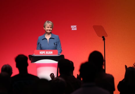Yvette Cooper speaking at Labour's conference.