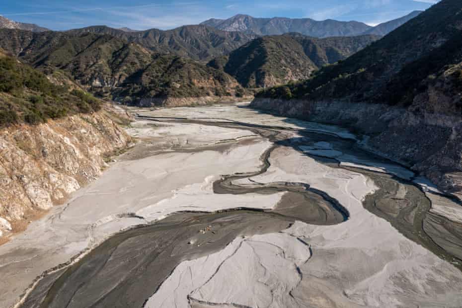 San Gabriel reservoir lakebed.