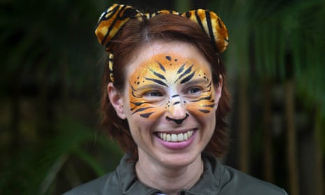 Stacey Konwiser smiles during the dedication of the new tiger habitat at the Palm Beach zoo in West Palm Beach, Florida.