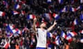 Olivier Giroud celebrates his winning goal in March’s friendly against Chile in Marseille